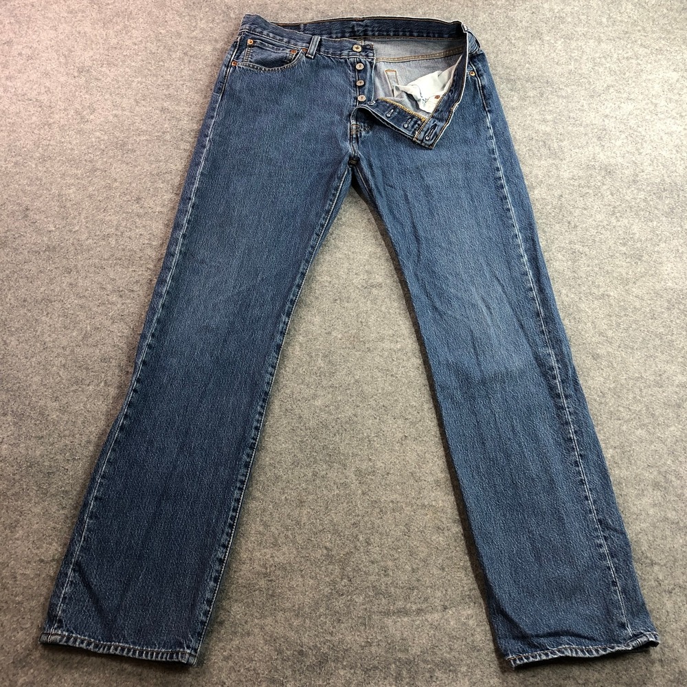 Levi's Mens 501 Original Fit Jeans 34x34 Blue Button Fly Straight Leg Denim